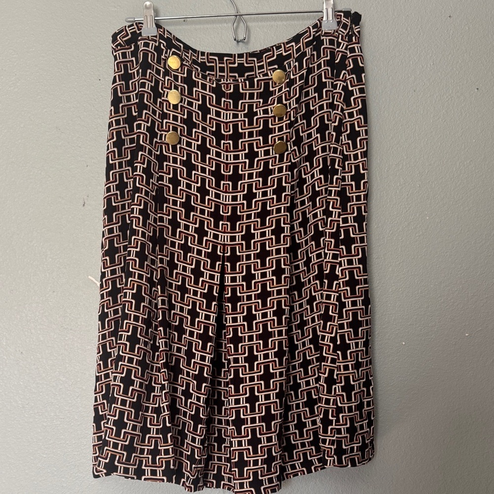 Liz Claiborne Black and Cream Patterned A-Line Skirt